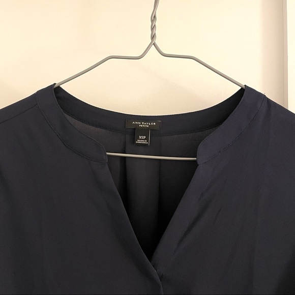 Ann Taylor Navy Drape Blouse - Picture 5 of 6